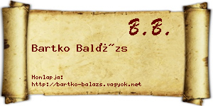 Bartko Balázs névjegykártya